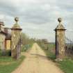 Brahan Castle, West Lodge.
General view of Entrance gates and lodge.