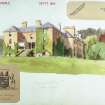 General view-photographic copy of watercolour in Walter Severn's 'Book of Visits, Vol 2'.