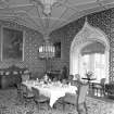 View of dining room in Balnagown Castle, Highland.