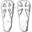 Digital copy of drawing of Kilchoan cross-marked tapered slab (no.2).
Front and reverse faces.