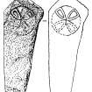 Digital copy of drawing of A'Chill, Isle of Muck, cross-incised slab (no.1).