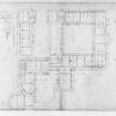 Ground plan of kitchen and stable offices "as altered".