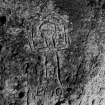 King's Cave, Arran. Detail of human figure.