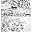 Publication drawing; Temple Wood SW circle, upright stone, showing spiral decoration. Photographic copy.