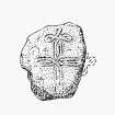 Cill Eileagain, Chapel and Burial Ground, Mulreesh, Islay.
Copy of survey drawing of incised stone.
Scale 1:10