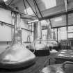 Still House, Bowmore Distillery, Bowmore, Islay.
Interior of Still House, detail of stills.