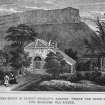 Photograph of engraving showing view of the Summer House in the garden of Moray House, insc: 'A Summer House in Regent Murray's Garden, where the Union of the two Kingdoms was signed.'
Copied from Charles Brodie Boog Watson "Some Notes on Moray House, Edinburgh", 1915