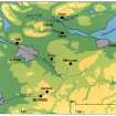 Map showing the main ironworks of southern Scotland at the end of the eighteenth century. NB: Scan of NAS slide.