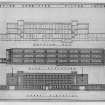 Telford College, Crewe Road.
Formerly Ainslie Park School.
Photographic copy of cross section, back elevation, and front elevation.
Executed in ink.
