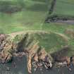 Oblique aerial view of St Abb's Head, centred on the remains of a possible monastery and church, taken from the NE.