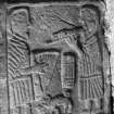 General view of Pictish cross-slab carving re-used as stair lintel, Lethendy Tower.