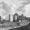Edinburgh, Restalrig Church.
General engraved view with figures.
Insc: 'Published by J. Hooper No. 212, High Holburn Jany 13 1789, Engraved by Ja. Newton'.