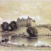 Linlithgow Palace.
Photographic copy of a drawing showing a view from the North.