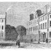 Photocopy of an engraving showing the South West corner of George Square.
