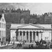 Edinburgh, The Mound, Royal Scottish Academy
Engraving showing main entrance front of the Royal Scottish Academy from Hanover Street
