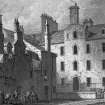 Edinburgh, 240 Canongate, Chessel's Court
Photographic copy of engraving showing Deaf and Dumb Institution in Canongate
Copied from 'Views in Edinburgh and its Vicinity, Volume 1'. Insc. 'Deaf and Dumb Institution, (Cannongate). Drawn, Eng.d & Pub.d by J & HS Storer, Chapel Street, Pentonville, Dec 1 1819'