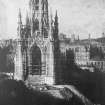 View of the Scott Monument under construction.