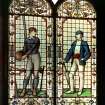 Stained glass window representing Rugby and Cricket in the Oyster Bar at Edinburgh's Cafe Royal.