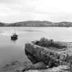 Harris, Amhuinnsuidhe Pier
View from NE showing lobster pots on pier and fishing boat in background