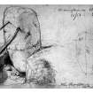 Photographic copy of drawing of the Cat Stane by J Drummond. Inscr: 'The Catstane 14th April 1860'.
