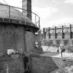 Ochiltree Tileworks
View from ENE showing walling up of entrance of beehive kiln with rectangular downdraught kiln in background