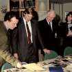 Lord Lindsay, Government Minister, on visit to RCAHMS. With Simon Green and Sir William Kerr Fraser (RCAHMS Chairman).