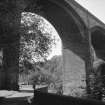 View from under the bridge of a couple under the arches