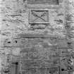 Detail of blocked doorway with lintel inscr; 'BLESSIT BE GOD FOR AL HIS GIFTS' and plaque dated 1693