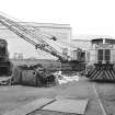 Glasgow, Clydebridge Steel Works
View showing Coles rail-mounted crane at engine shed