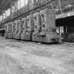 Motherwell, Ravescraig Steelworks, Interior
View of open-hearth shop showing ingot moulds on trolleys