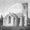 Drawing of Kirk Yetholm Parish Church and churchyard by Walter Elliot. Number eight in a folio of designs for churches.
Scanned image of [negative number to be supplied].