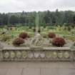 Drummond Castle, Formal Garden.
View of formal garden from upper level of stone staircase to North.