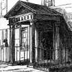 Photography copy of drawing of porch copied from Ballingall's 'Edinburgh Past and Present'