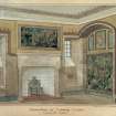 Liberton House, interior
Photographic copy of view of decorative scheme of drawing room
Entitled: 'Decoration of Drawing Room. Liberton House'
Signed: 'Thomas Bonnar Decorator, Edinburgh'
Not dated
Pen, ink and colourwash