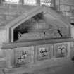 Edinburgh, Kirk Loan, Corstorphine Church, interior.
View of the tomb of Sir Adam Forrester, a recumbant effigy in a wall niche.