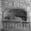 Edinburgh, Kirk Loan, Corstorphine Parish Church, interior.
View of the tomb of Sir John Forrester I and his Lady, 1440. Niche with recumbant effigies in the North wall of the Chancel.