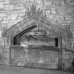 Edinburgh, Kirk Loan, Corstorphine Parish Church, interior.
View of the tomb of Sir John Forrester II, 1554. Recumbant effigies of a Knight and his Lady in a wall niche.
