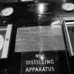 Dumbarton Distillery; Interior
View of No. 1 Distilling Apparatus; detail of maker's plate