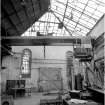 Paisley, MacDowall Street, Caledonia Engineering Works, Interior
View of boiler shop looking N at end wall of E bay showing 5 ton over-head crane which is made by Alex Chaplin and Company (number 3050)