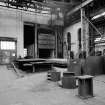 Paisley, MacDowall Street, Caledonia Engineering Works, Interior
View of boiler shop looking NE showing gas fired heat treatment furnace and above 15 ton Butlers over-head crane (number 6822, 50' 0'' span)