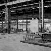 Paisley, MacDowall Street, Caledonia Engineering Works, Interior
View of boiler shop looking E showing cast iron crane track (curved lower section) and supports