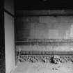 Paisley, Ferguslie Thread Mills, No. 1 Mill; Interior
Detail of glazed tiles and frieze at top of former engine room wall; note also worker's graffiti