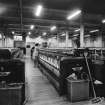 Paisley, Ferguslie Thread Mills, No. 1 Mill, Ist Flat; Interior
View looking ESE between spinning machines at E end of flat