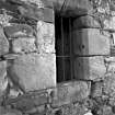 Castle Stalker.
Detail of window and drain spout (North-West of stair landing) in North-East wall.