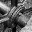 Edinburgh, Bonnington Mill Waterwheel.
Detail of waterwheel, hub and shaft showing split hub and shrink-ring.