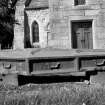 Ratho churchyard
View of stone replica coffin
Mr William Mitchell 1809 (1729?)