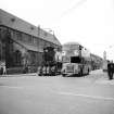 Glasgow, 516 Pollokshaws Road, St Ninian's Episcopal Church
View from E showing locomotive number 123 on trailer outside St Ninian's Episcopal Church with Coplawhill Tram Depot in background