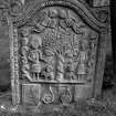 Logierait Parish Church.
Gravestone commemorating John McLaren, d.1769. Angels, Adam and Eve and scales.