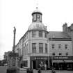 Cupar, 5 St Catherine Street, Town Hall
View from WNW showing W front of Town Hall with Mercat Cross in foreground