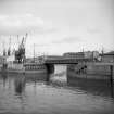 Glasgow, Kingston Dock
View of dock entrance showing swing bridge and travelling crane